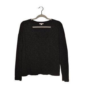 JAMES PERSE $220 Standard Heather‎ Black V-Neck Light Weight Knit Top 2 / Medium